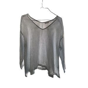 CP Shades Blue & White Striped Linen Top